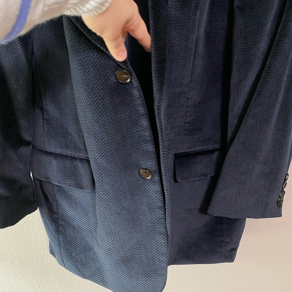 HUGO BOSS blue and black cotton and modal 2 button velvet blazer work career 44R - Picture 5 of 11